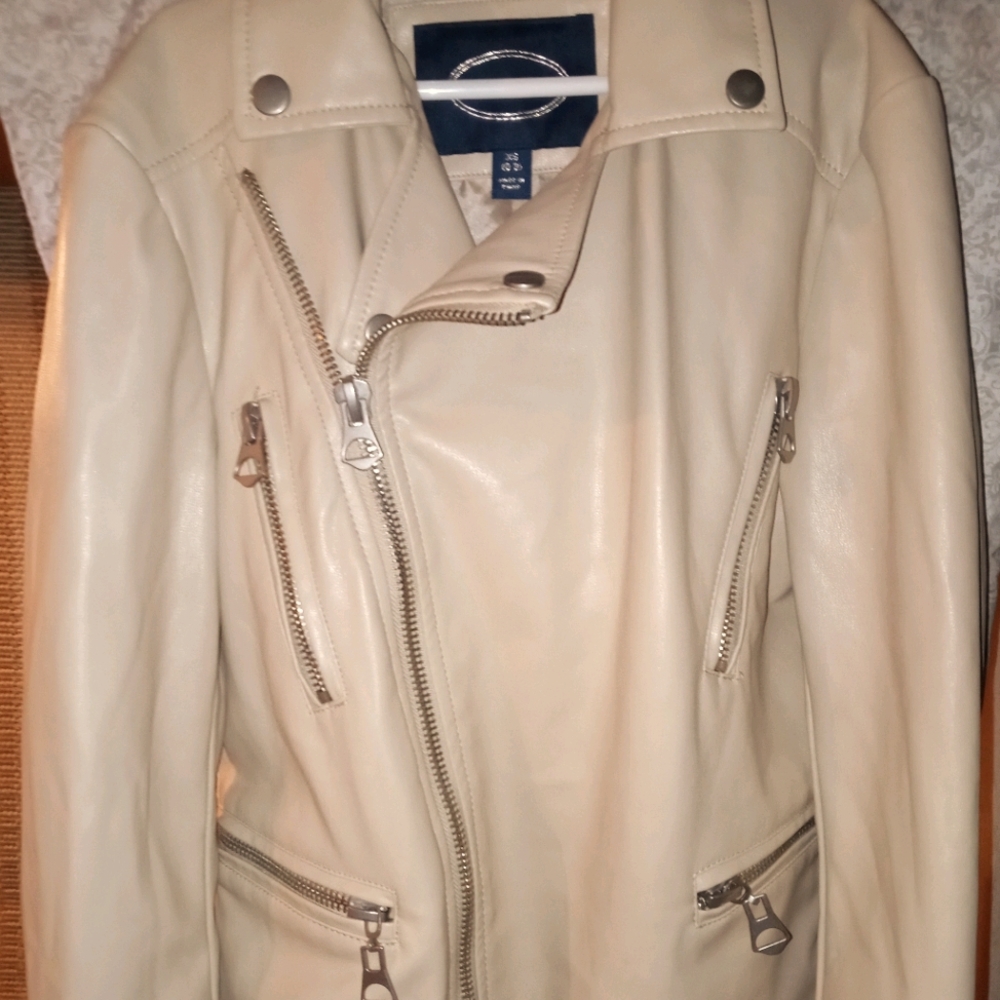 scoop sz xs leather coat